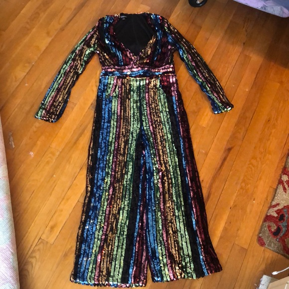 Vici Pants - Vici Rainbow Sequin Jumpsuit